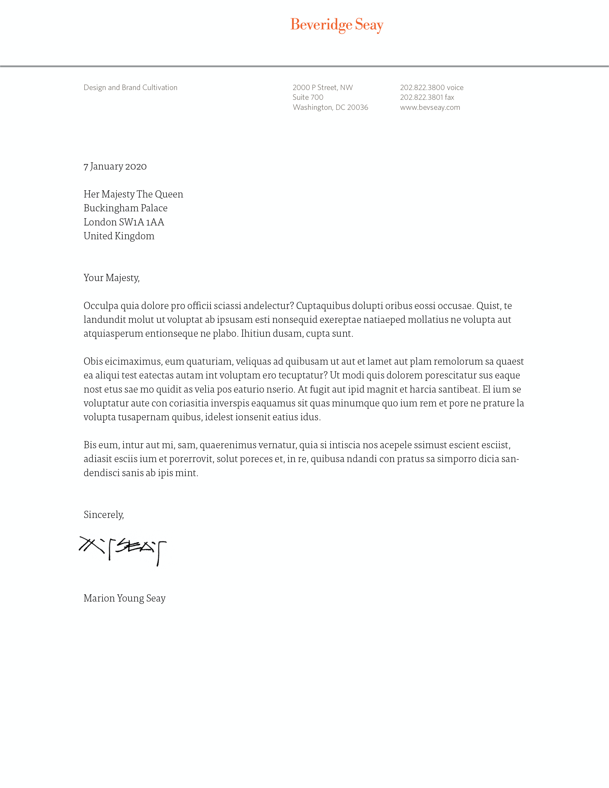Sample letter from Beveridge Seay